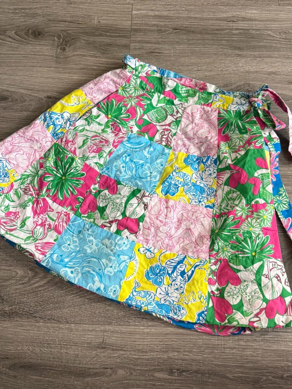 Lilly Pulitzer VTG Patchwork Wrap Reversible Skirt Women Size Large / XL